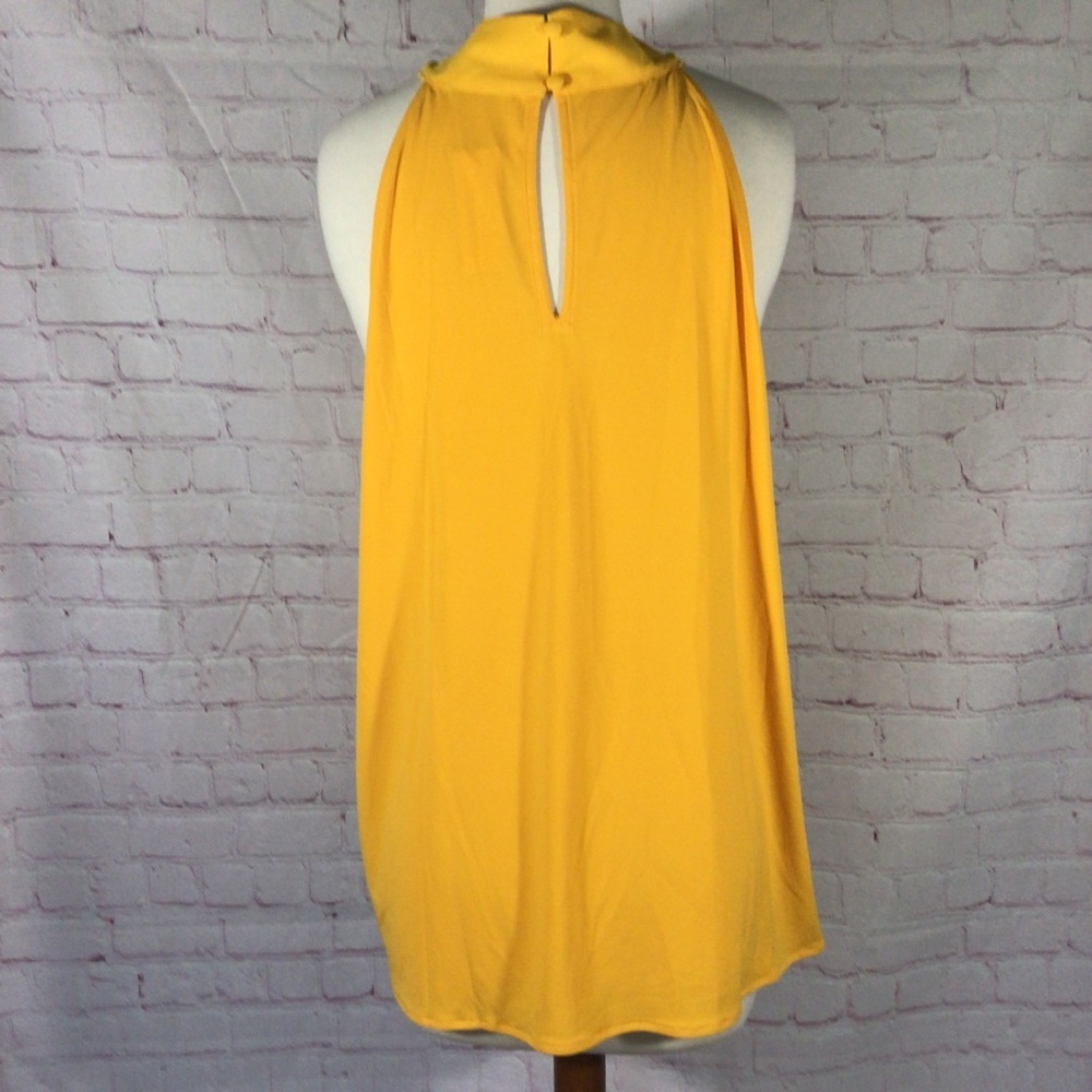 Ann Taylor Yellow Gold Pleated Halter Top - Size XL - Picture 5 of 8